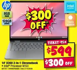 JB Hi-Fi hp 14' X360 2-in-1 Chromebook offer