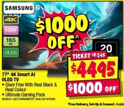 JB Hi-Fi Samsung 77" 4K Smart AI OLED TV offer
