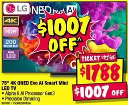 JB Hi-Fi LG 75" 4K QNED Evo AI Smart Mini LED TV offer