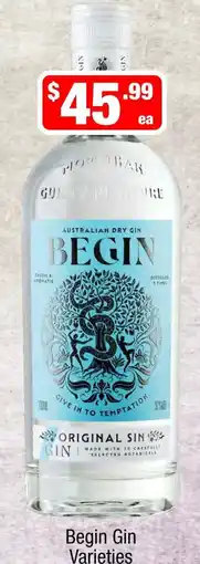 Liquor Stax Begin Gin Varieties offer