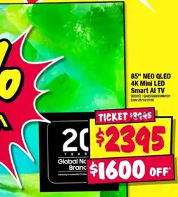 JB Hi-Fi 85" NEO QLED 4K Mini LED Smart AI TV offer
