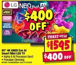JB Hi-Fi LG 65" 4K QNED Evo AI Smart Mini LED TV offer