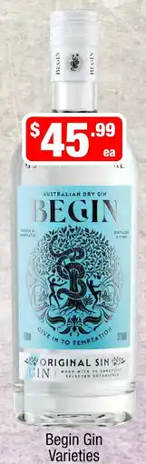 Liquor Stax Begin Gin Varieties offer