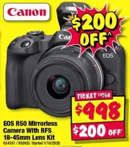 JB Hi-Fi Canon EOS R50 Mirrorless Camera With RFS 18-45mm Lens Kit offer