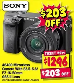 JB Hi-Fi Sony A6400 Mirrorless Camera With E3.5-5.6/PZ 16-50mm OSS II Lens offer