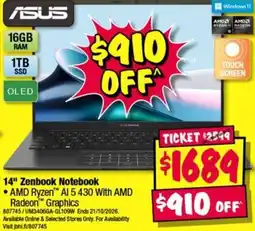 JB Hi-Fi 14" Zenbook Notebook offer