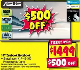 JB Hi-Fi Asus 14" Zenbook Notebook offer