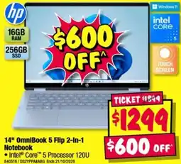 JB Hi-Fi hp 14" OmniBook 5 Flip 2-in-1 Notebook offer