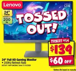 JB Hi-Fi Lenovo 24" Full HD Gaming Monitor offer