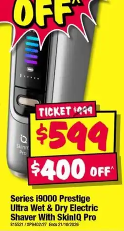 JB Hi-Fi Series i9000 Prestige Ultra Wet & Dry Electric Shaver With SkinIQ Pro offer