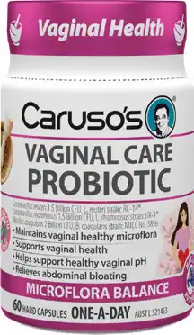 Amcal Pharmacies Caruso’s Vaginal Care Probiotic 60 Capsules offer