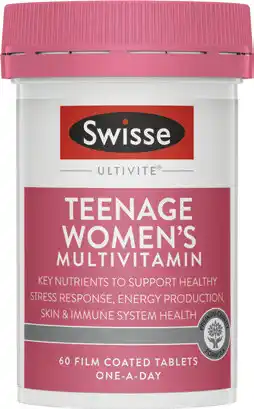 Amcal Pharmacies Swisse Ultivite Teenage Women’s Multivitamin 60 Tablets offer