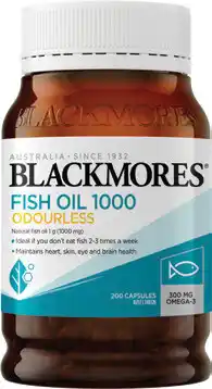 Amcal Pharmacies Blackmores Fish Oil 1000mg Odourless 200 Capsules offer