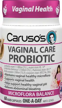 Amcal Pharmacies Caruso’s Vaginal Care Probiotic 60 Capsules offer
