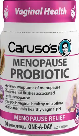 Amcal Pharmacies Caruso’s Menopause Probiotic 60 Capsules offer