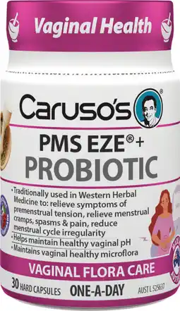 Amcal Pharmacies Caruso’s PMS Eze + Probiotic 30 Capsules offer