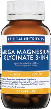 Amcal Pharmacies Ethical Nutrients Mega Magnesium Glycinate 3-In-1 50 Capsules offer