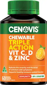 Amcal Pharmacies Cenovis Chewable Triple Action Vit C,D & Zinc 60 Tablets offer