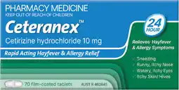 Amcal Pharmacies Ceteranex Cetirizine 10mg 70 Tablets offer