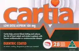 Amcal Pharmacies Cartia 100mg 28 Tablets offer