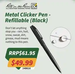 Tentworld Rite in the Rain Metal Clicker Pen - Refillable (Black) offer