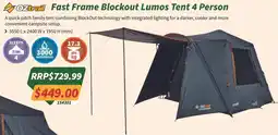 Tentworld Oztrail Fast Frame Blockout Lumos Tent 4 Person offer