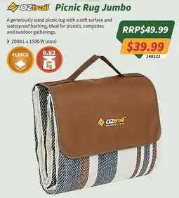 Tentworld Oztrail Picnic Rug Jumbo offer