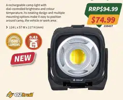 Tentworld Rechargeable camp light Oztrail offer