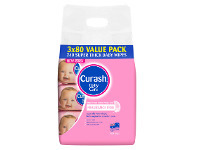 BIG W Curash Babycare Fragrance Free Baby Wipes Value Pack 3 x 80 Packs offer