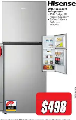 The Good Guys Hisense 205L Top Mount Refrigerator offer