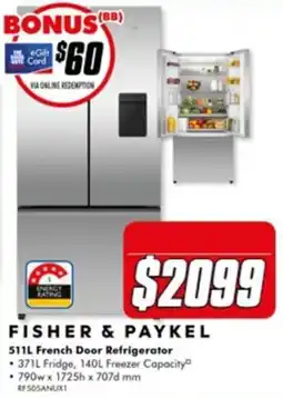 The Good Guys Fisher & Paykel 511L French Door Refrigerator offer