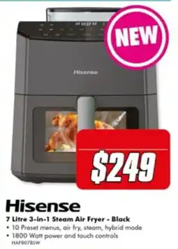 The Good Guys Hisense 7 Litre 3-in-1 Steam Air Fryer - Black offer