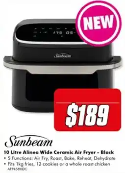 The Good Guys Sunbeam 10 Litre Alinea Wide Ceramic Air Fryer - Black offer