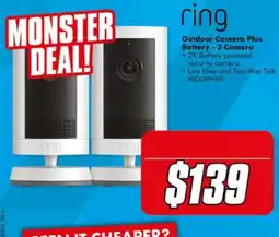 The Good Guys ring Outdoor Camera Plus Battery - 2 Camera offer