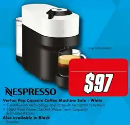 The Good Guys Nespresso Vertuo Pop Capsule Coffee Machine Solo - White offer