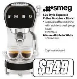 The Good Guys Smeg 50s Style Espresso Coffee Machine - Black offer