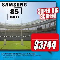 The Good Guys Samsung 85 Inch Micro RGB R85H 4K Smart AI TV 2026 offer
