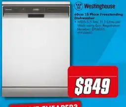 The Good Guys Westinghouse 60cm 15 Place Freestanding Dishwasher offer