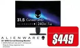 The Good Guys Alienware 32" QHD Curved Gaming Monitor offer