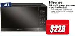 The Good Guys Hisense 34L 1100W Inverter Microwave - Dark Stainless Steel offer