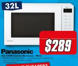 The Good Guys Panasonic 32L 1100W Inverter Microwave - White offer