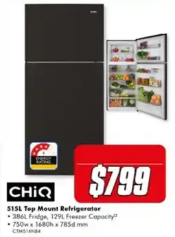 The Good Guys CHiQ 515L Top Mount Refrigerator offer