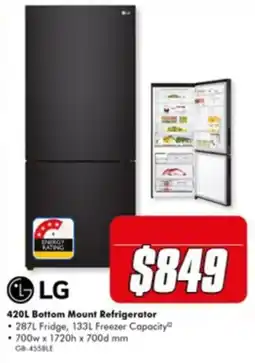 The Good Guys LG 420L Bottom Mount Refrigerator offer