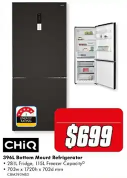 The Good Guys ChiQ 396L Bottom Mount Refrigerator offer