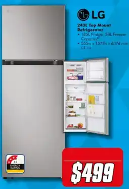 The Good Guys LG 243L Top Mount Refrigerator offer