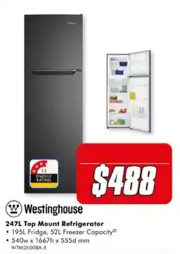 The Good Guys Westinghouse 247L Top Mount Refrigerator offer