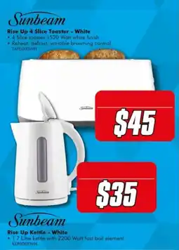 The Good Guys Sunbeam Rise Up 4 Slice Toaster - White offer