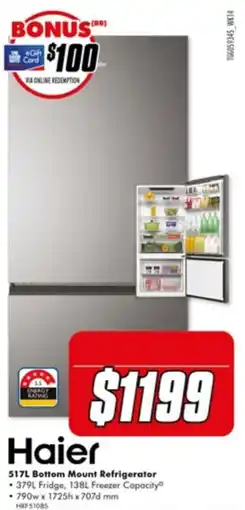 The Good Guys Haier 517L Bottom Mount Refrigerator offer