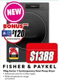 The Good Guys Fisher & Paykel 10kg Series 7 Contemporary Heat Pump Dryer offer