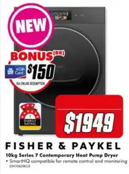 The Good Guys Fisher & Paykel 10kg Series 7 Contemporary Heat Pump Dryer offer